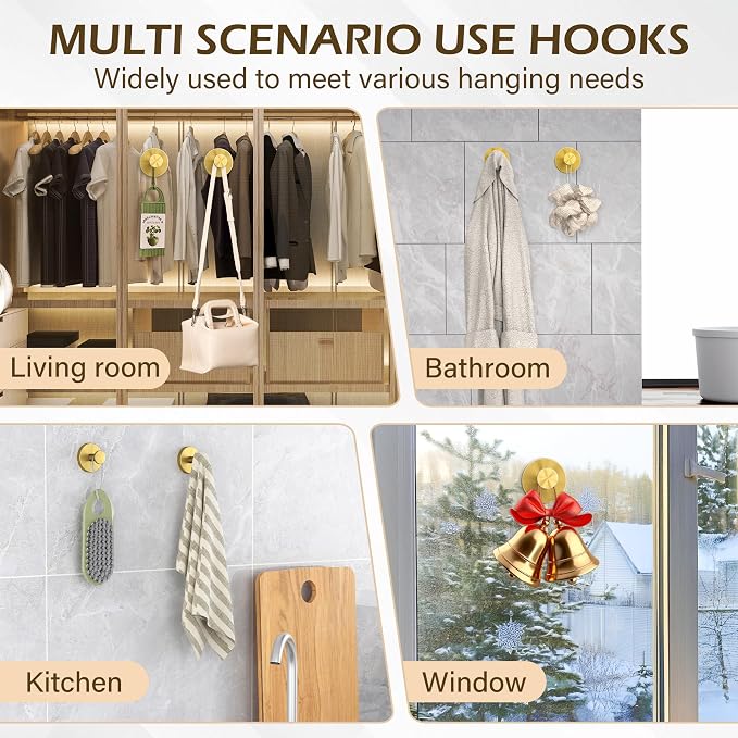 Shower Suction Cup Hooks, Heavy Duty Bathroom Wall Hooks - Image 4