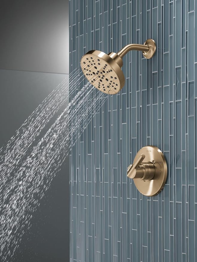 Delta Nicoli 14 Series H2Okinetic Shower Faucet Set, Brushed Gold Shower Head - Image 2