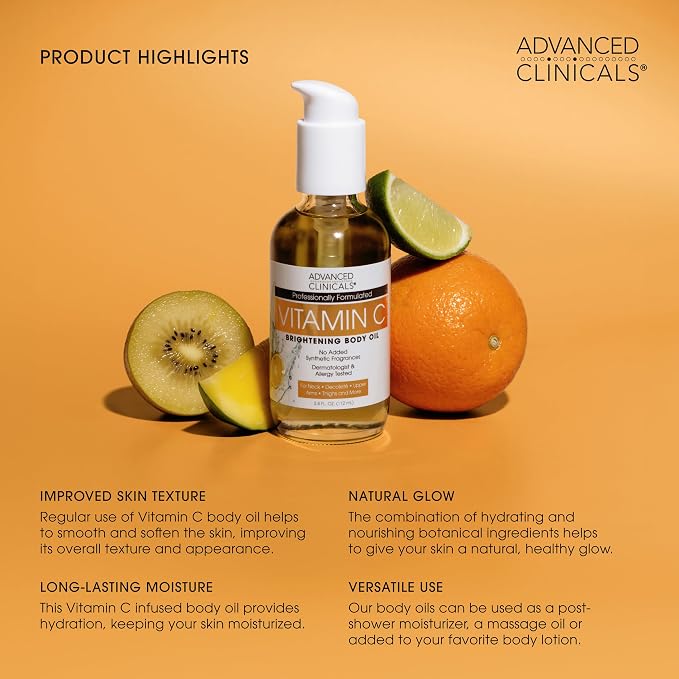Advanced Clinicals Brightening Vitamin C Cream Moisturizer + Vitamin C Body Oil - Image 6
