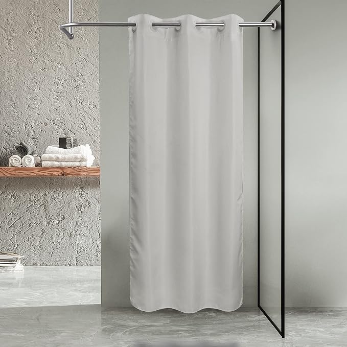 River Dream Stall Size No Hook Grey Shower Curtain Soft Microfiber - Image 7