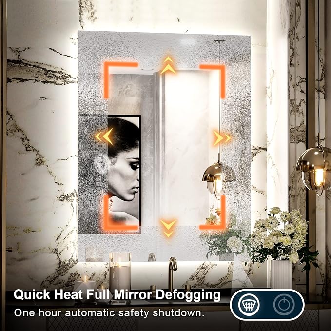 TETOTE 36 x 28 LED Backlit Bathroom Vanity Mirror - Image 4