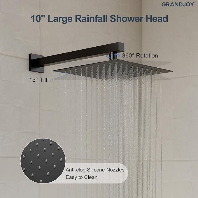Matte Black 10 Inch Rainfall Shower System - Image 2