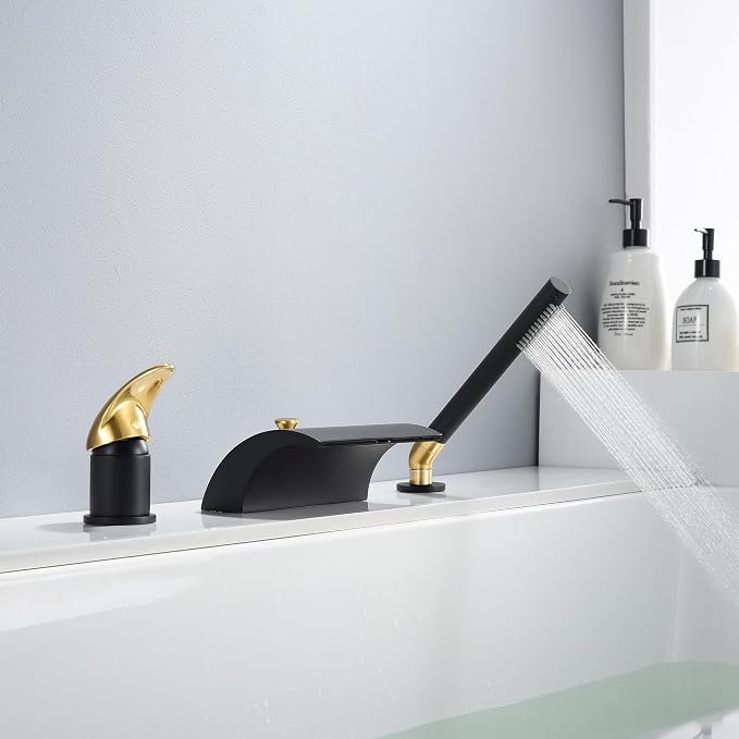 SUMERAIN Waterfall Roman Tub Faucet Deck Mount Bathtub Faucet Brass Tub Filler - Image 6
