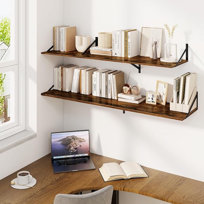 Fun Memories Floating Shelves for Wall, 12 Inch Deep Floating Shelves Set of 2 - Image 7
