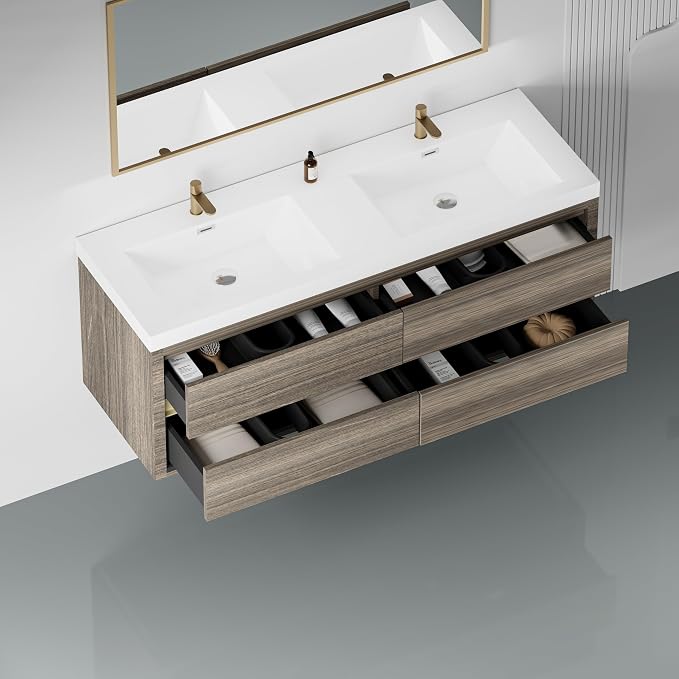 60" Wall-Mounted Bathroom Vanity - Image 7