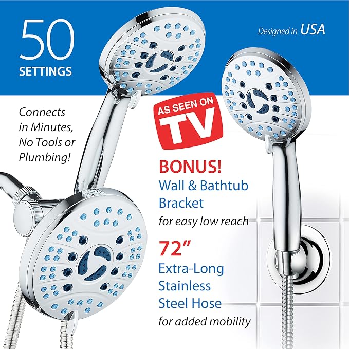 Hotel Spa AquaCare As-Seen-On-TV High Pressure Handheld & Rain 50-mode 3-way - Image 6