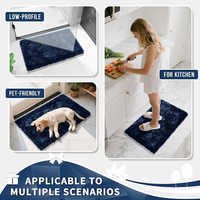 Yimobra Chenille Bathroom Rugs Non Slip, Extra Thick Soft Absorbent Bath Rug - Image 7
