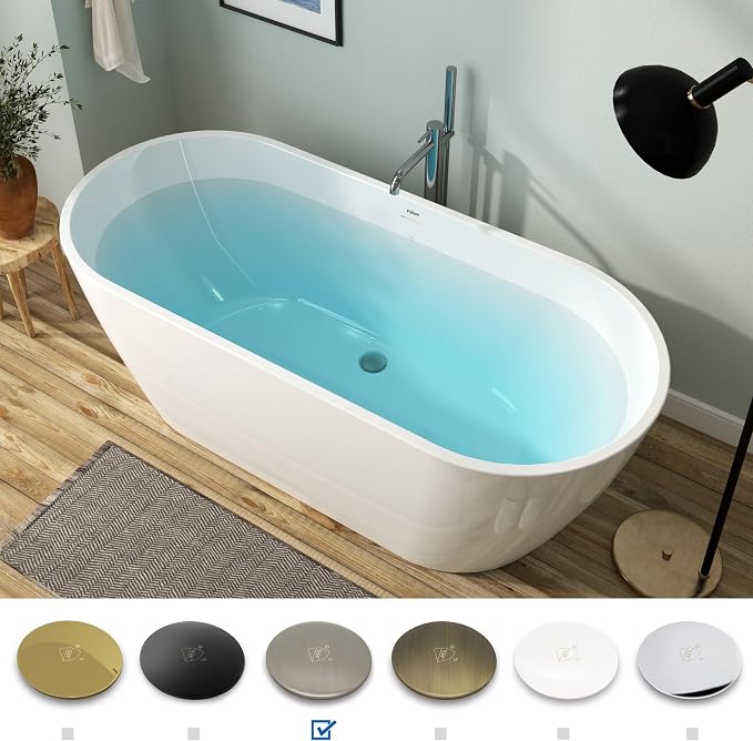 FerdY 67" Bali Acrylic Freestanding Bathtub, Gracefully Shaped Freestanding - Image 3
