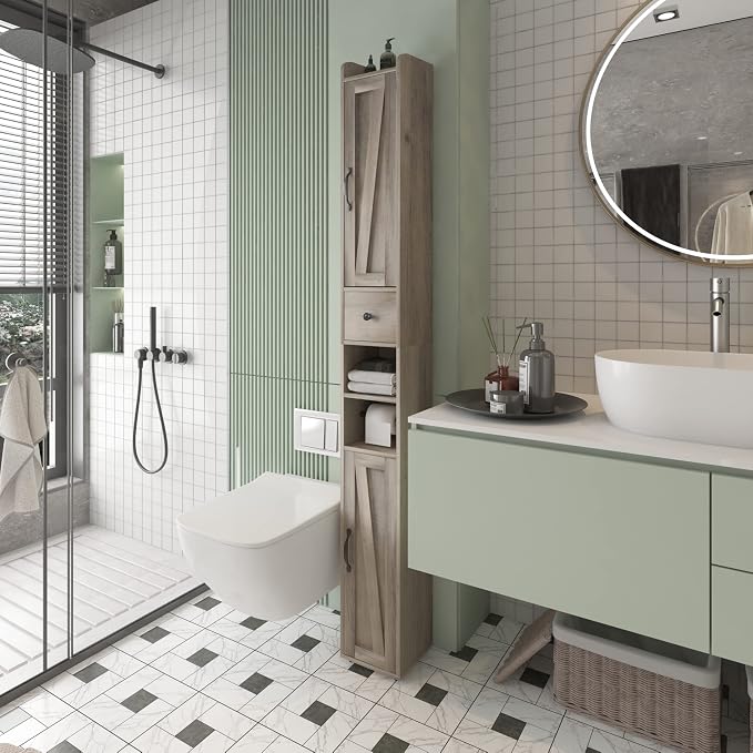 Bathroom Cabinet with Adjustable Shelf, Storage Cabinet - Image 4
