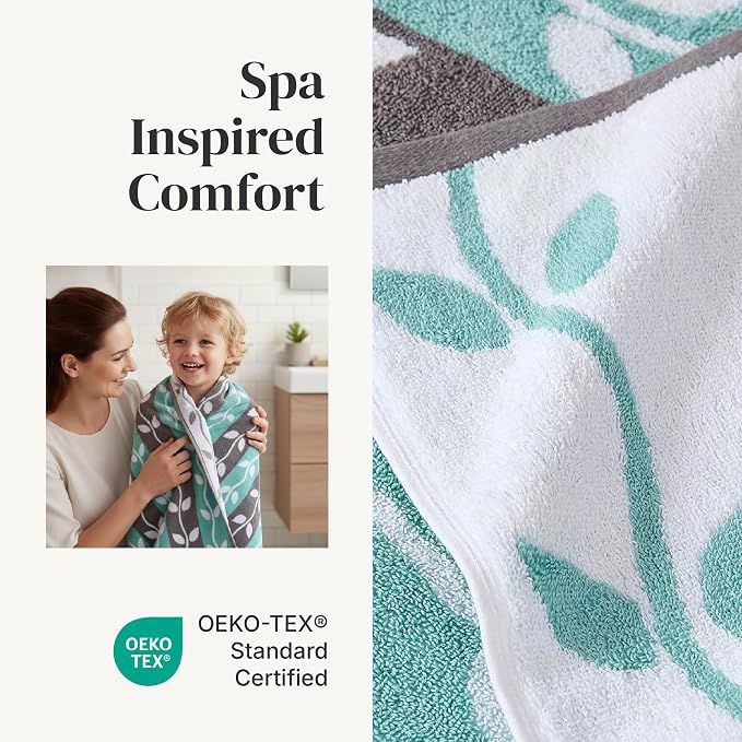 Modern Threads Organic Vines 6-Piece 100% Cotton Towel Set – Yarn Dyed Jacquard - Image 4