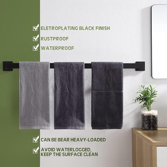 KOKOSIRI 36-Inch Single Towel Bar, Bathroom Kitchen Towel Holder, Wall Mounted - Image 3
