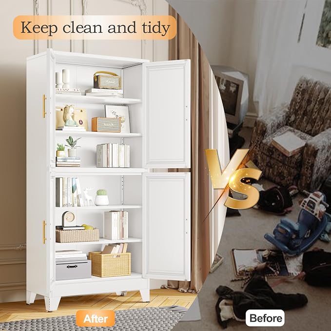 75.2" Tall Metal Pantry Cabinet, Kitchen Pantry Storage Cabinets - Image 8