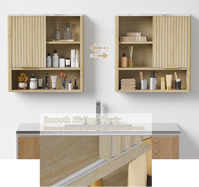 24” Bathroom Wall Cabinet, Modern Wood Medicine Cabinet - Image 4