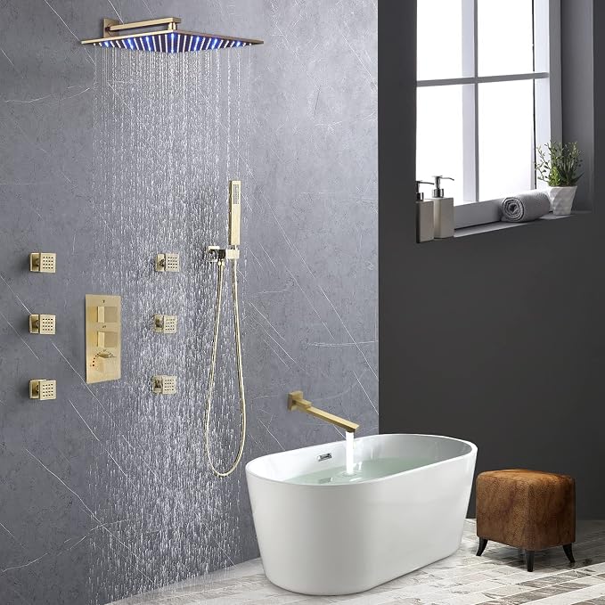 Thermostatic Brushed Gold Shower System - Image 2