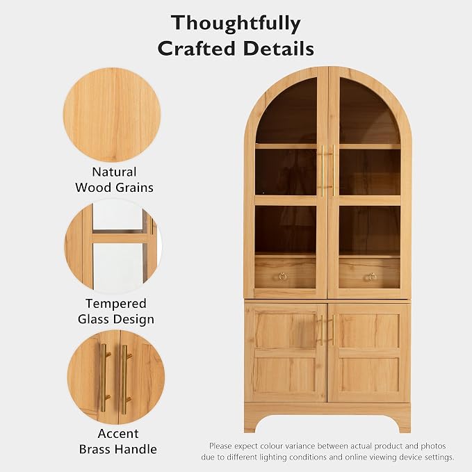 71" Tall Arched Kitchen Pantry, Mid-Century Pantry Cabinet - Image 6
