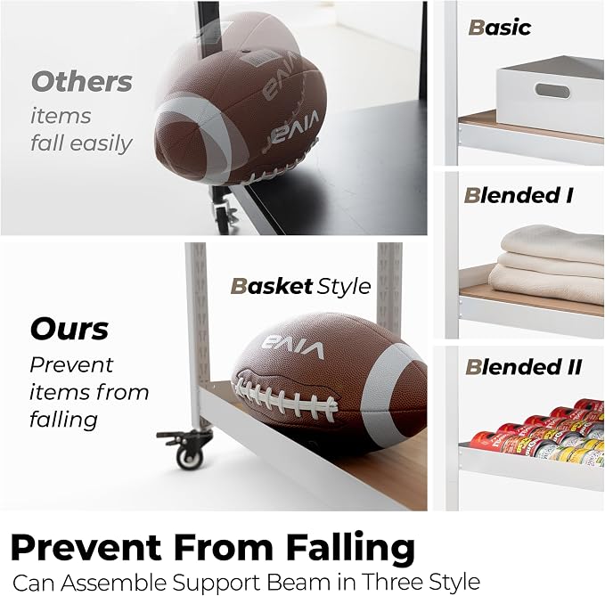 HOMEDANT House 5-Tier Metal Rolling Cart Shelf Rack Casters Heavy Duty - Image 9