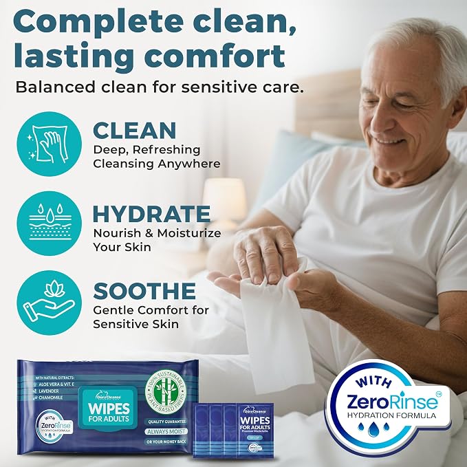 XL Body Wash Wipes for Adults No Rinse Bathing & Elderly Incontinence - Image 3