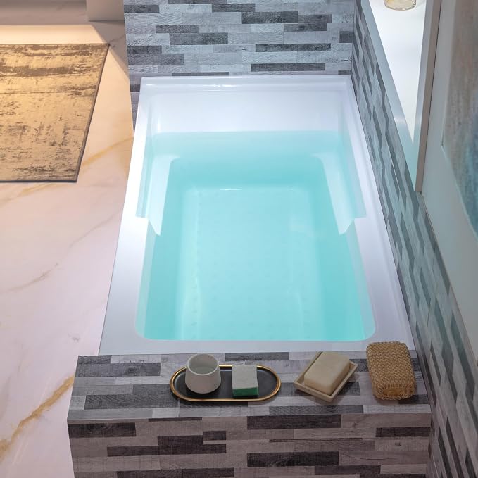 WOODBRIDGE 60" Acrylic Rectangular Alcove Soaking Bathtub in White - Image 8
