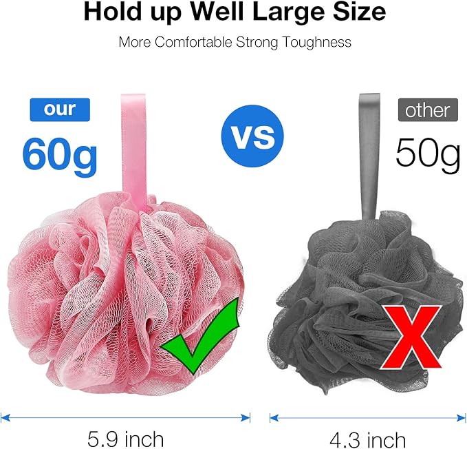 Bath Shower Loofah Sponge 60g Bath Mesh Pouf Shower Ball Body Scrubber - Image 4
