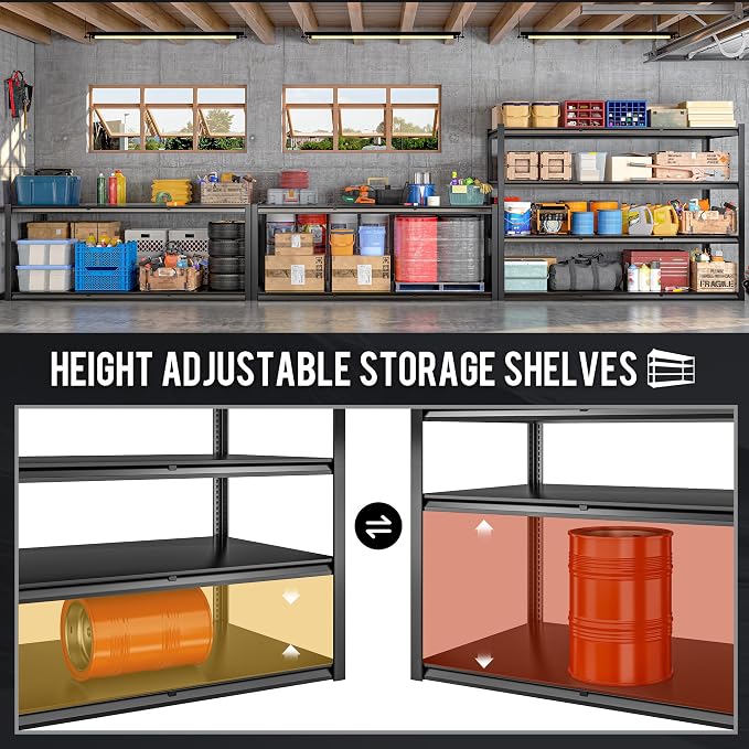 59.8" H Garage Shelving 2400LBS Metal Shelving Unit Adjustable Garage Storage - Image 4