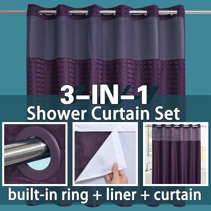 Conbo Mio Extra Wide No Hook Shower Curtain - Image 3