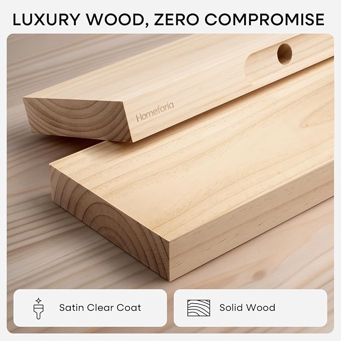Homeforia 12 inch Natural Floating Shelf, High End Solid Real Wood 12inch Small - Image 3