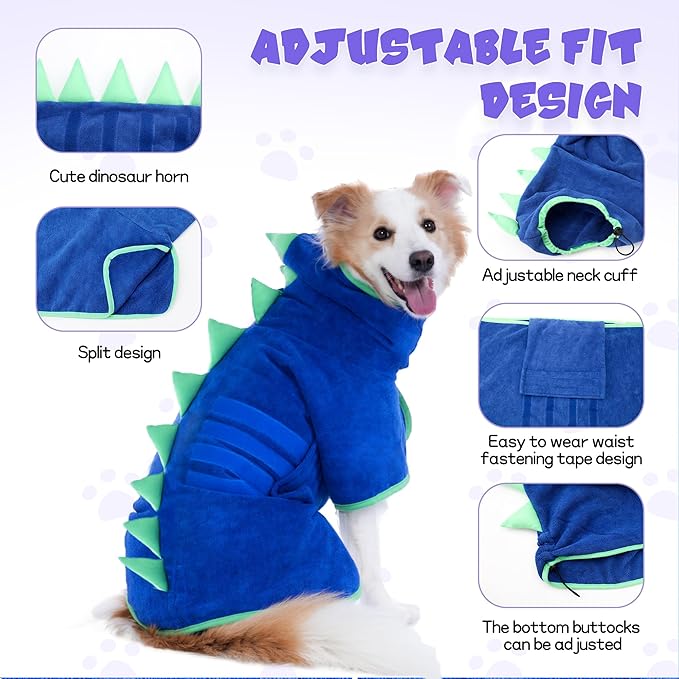 Super Absorbent Dog Bathrobe, Microfiber Bath Robe Towel - Image 3