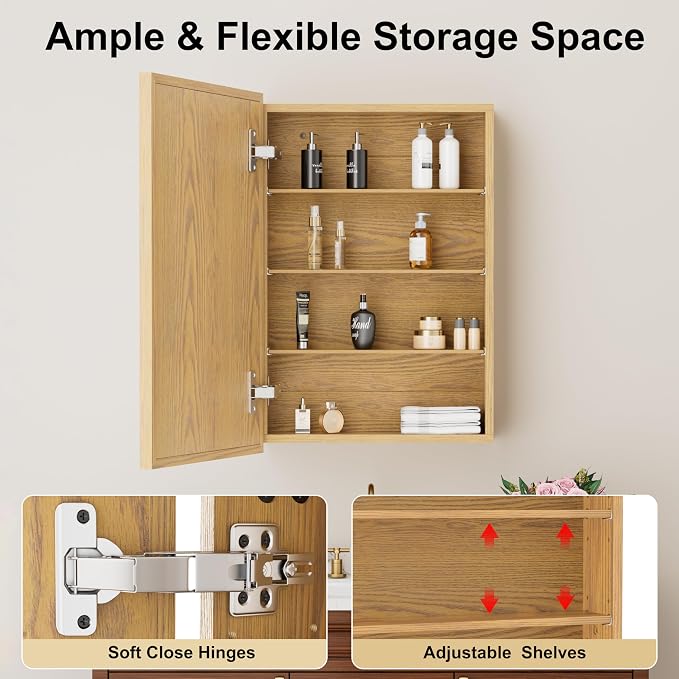 20x28 Inch Wood Medicine Cabinet - Image 4