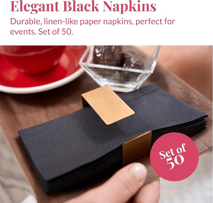 Prestee Black Dinner Napkins Disposable - Image 2