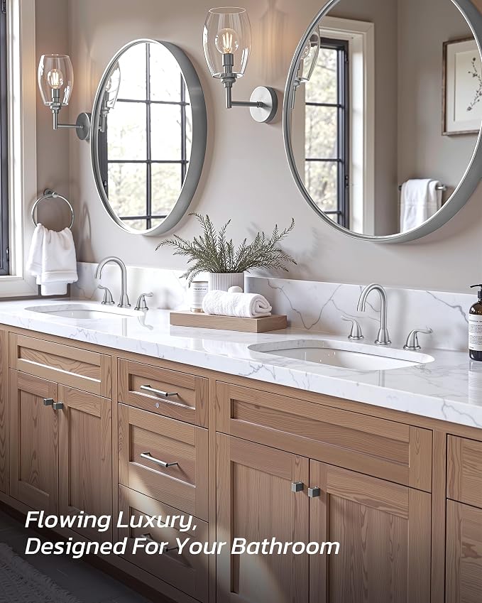 Bathroom Sink Faucet 3 Hole Brushed Nickel, ARCORA 8 Inch Widespread Bathroom - Image 2