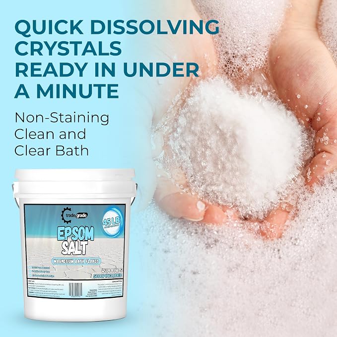 Epsom Salt Bath Soak 45 lb Bucket – Unscented, Pure Epsom Salt Bulk Crystals - Image 2