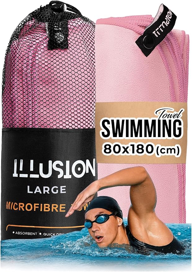 illusion Extra Large Microfibre Swimming Towel–Compact, Lightweight & Quick Dry by Unknown