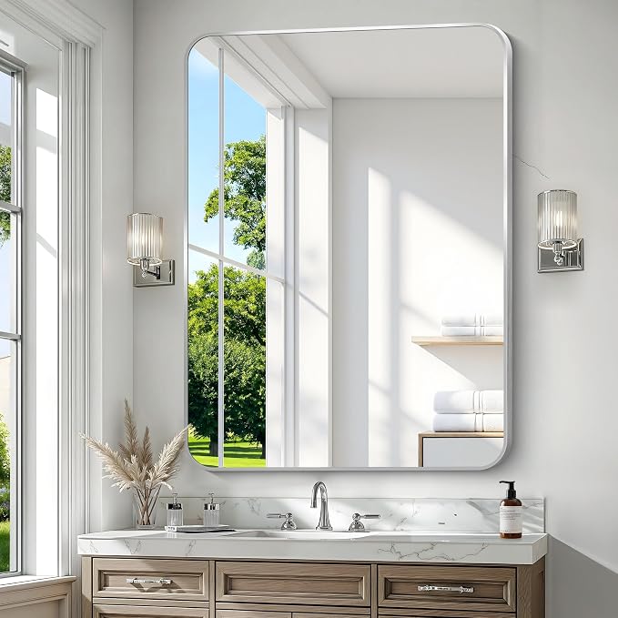 Silver Bathroom Mirror, 36x48 inch Wall Mirror - Image 2