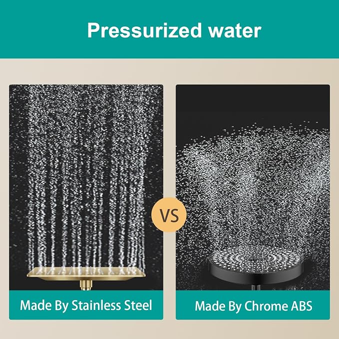 Square Rain Shower Head, High Flow Stainless Steel, Work - Image 6
