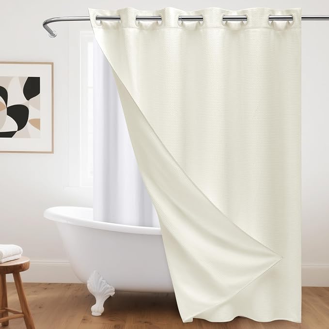 No Hook Waffle Weave Shower Curtain by Unknown