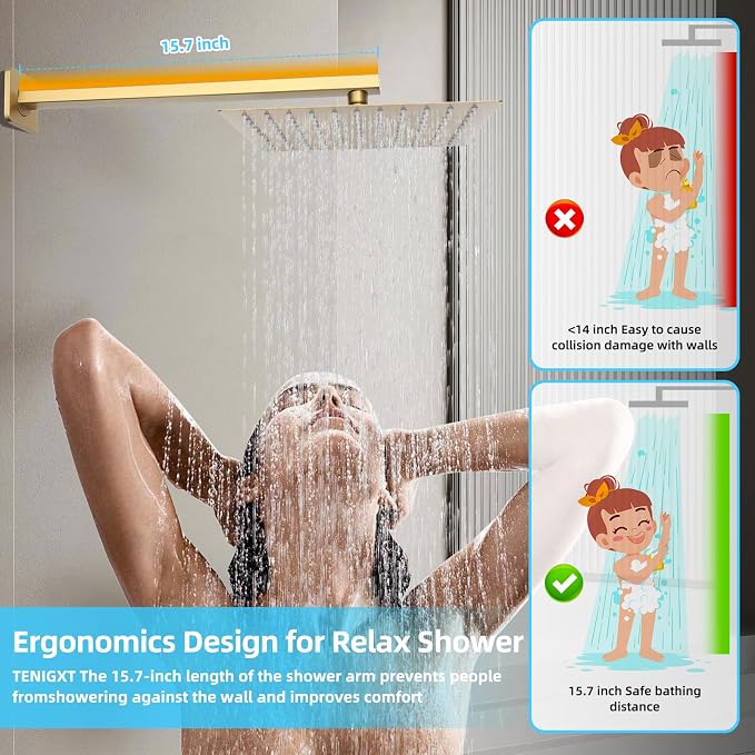 Bathroom Shower Faucet Set，10 Inch Rain Shower Head - Image 5