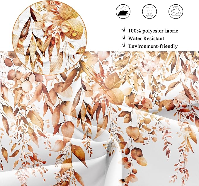 Riyidecor Burnt Orange Fall Autumn Shower Curtain - Image 7