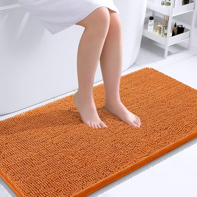 OLANLY Bathroom Rugs 44x24, Extra Soft Absorbent Chenille Bath Rugs, Rubber by OLANLY