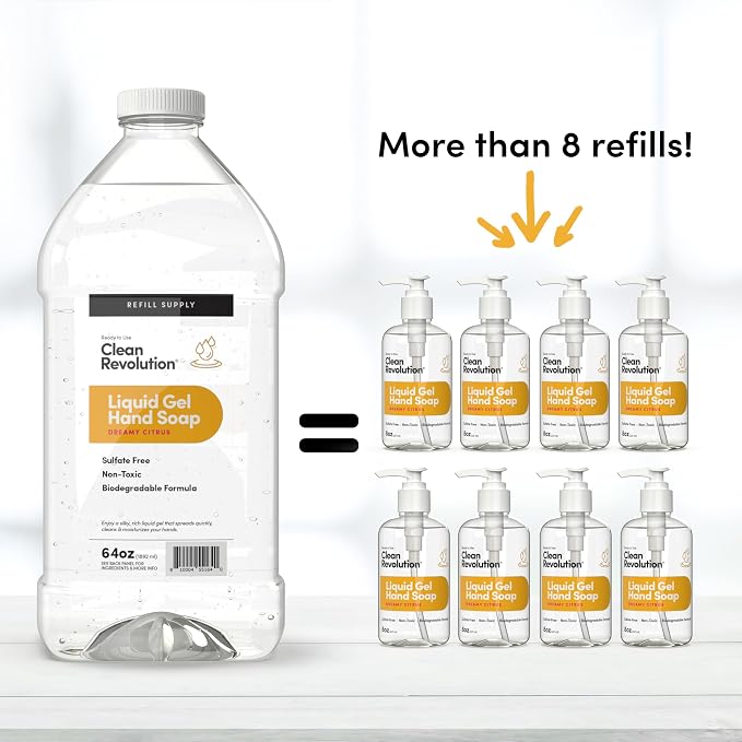 Clean Revolution Liquid Gel Hand Soap, Silky Rich Liquid, Quick Lather - Image 5