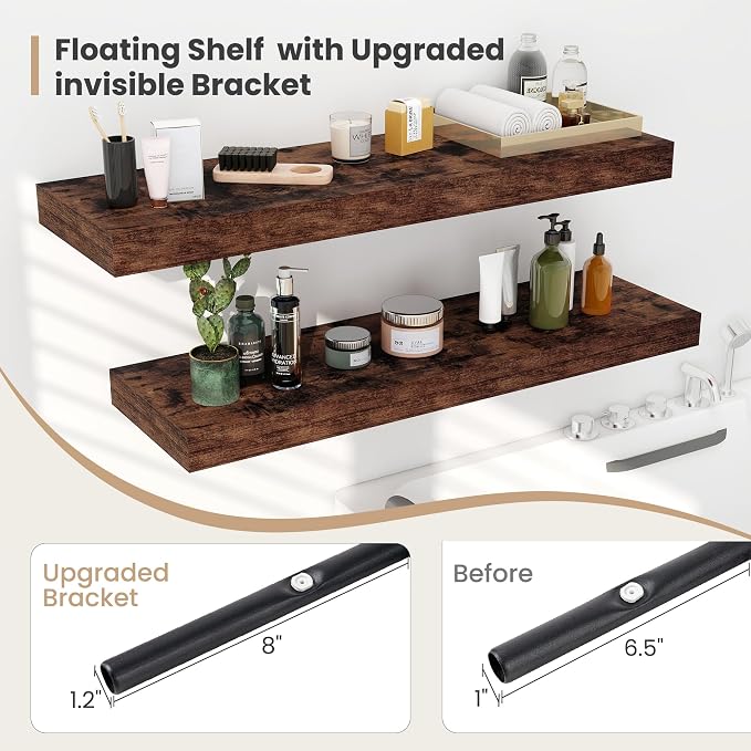 Heimlove 24 x 12 Inch Deep Floating Shelves Wall Mounted - Image 4
