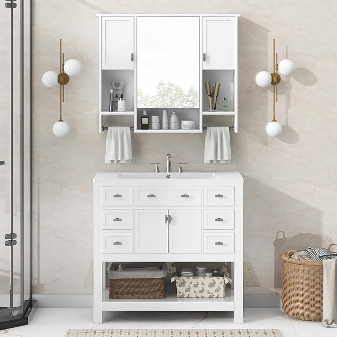 Bathroom Medicine Cabinet, Wall Mounted Bathroom Storage Cabinet - Image 4