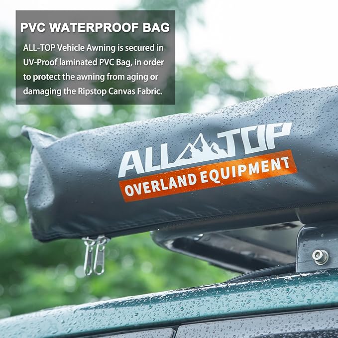 ALL-TOP Vehicle Awning 8.2'x8.2' Roof Rack Pull-Out Sun Shade UV50+, - Image 4