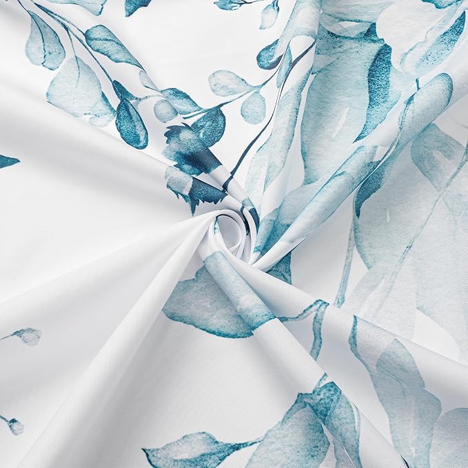 Gibelle Spa Blue Eucalyptus Shower Curtain, Watercolor Plant Leaves - Image 4