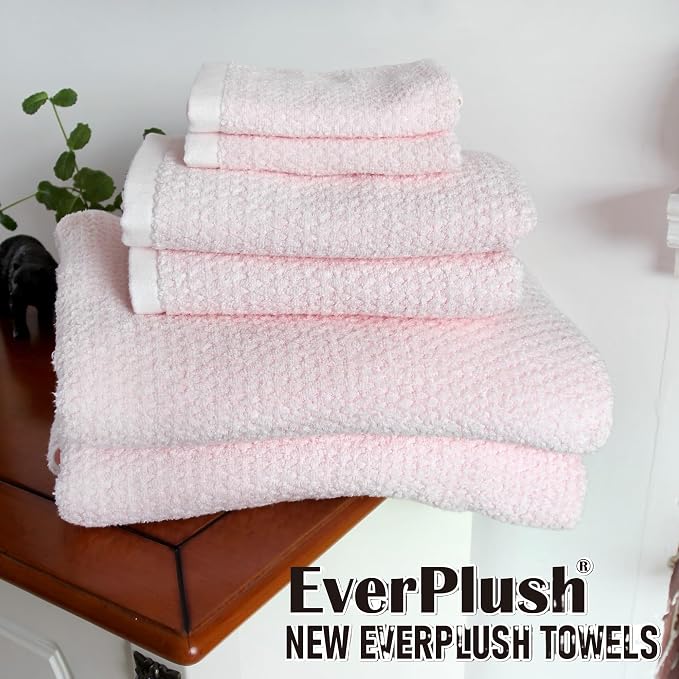 Everplush Diamond Jacquard 6 Pieces Bath Towel Set, Luxury Super Soft Oversized - Image 3