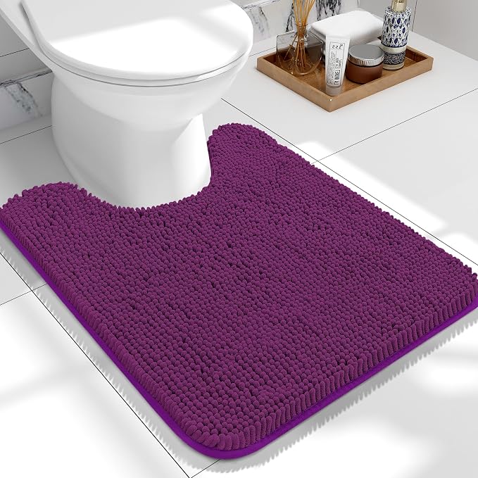 OLANLY Toilet Rugs U-Shaped 24x20, Extra Soft Absorbent Chenille Contour by OLANLY