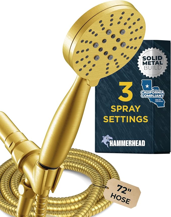 HammerHead Showers® Solid Metal 3-Spray Handheld Shower Head by HammerHeadShowers