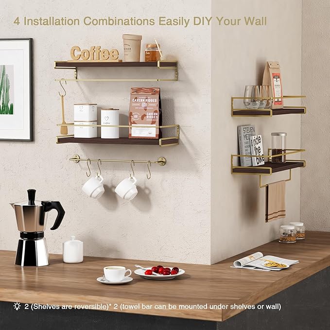 Floating Shelves Bathroom Shelves Over Toilet Set of 2, Bathroom Wall Shelves - Image 4