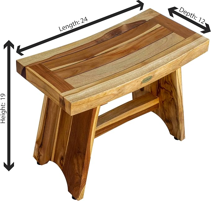 EcoDecors 24 Inch Serenity Teak Shower Bench – Waterproof Bathroom Seat | - Image 9