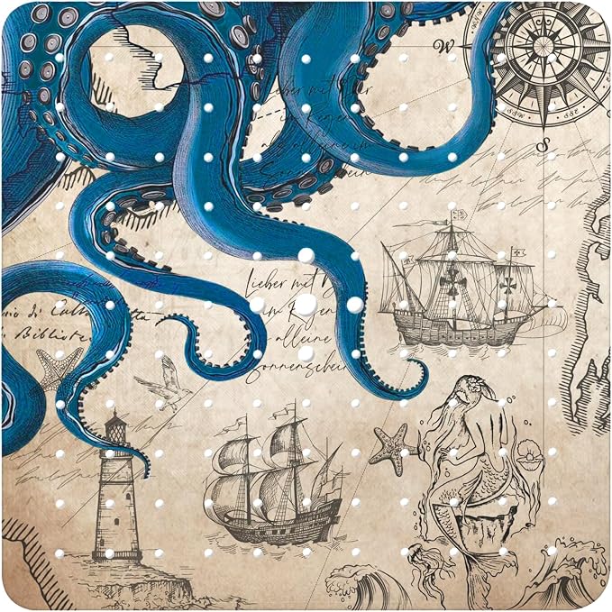 Bathtub Mat Non Slip, Octopus Square Bath tub Mat Shower Floor Mat by BathtubMat