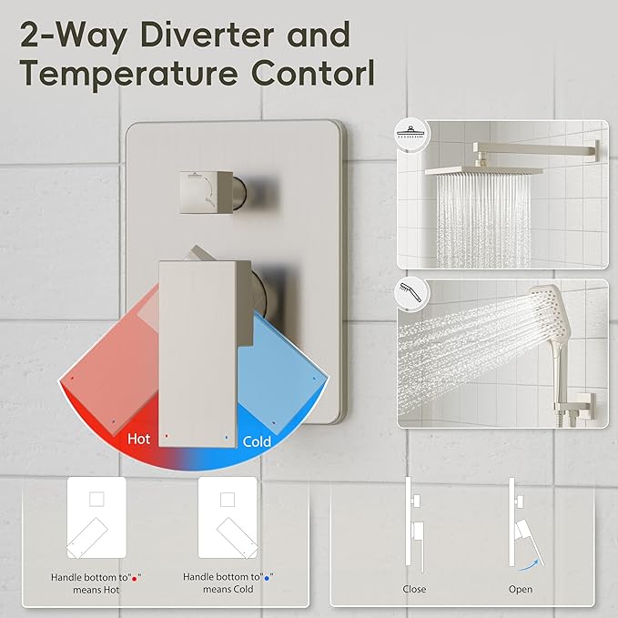 Gabrylly Shower System, Wall Mounted Shower Faucets Sets Complete - Image 6